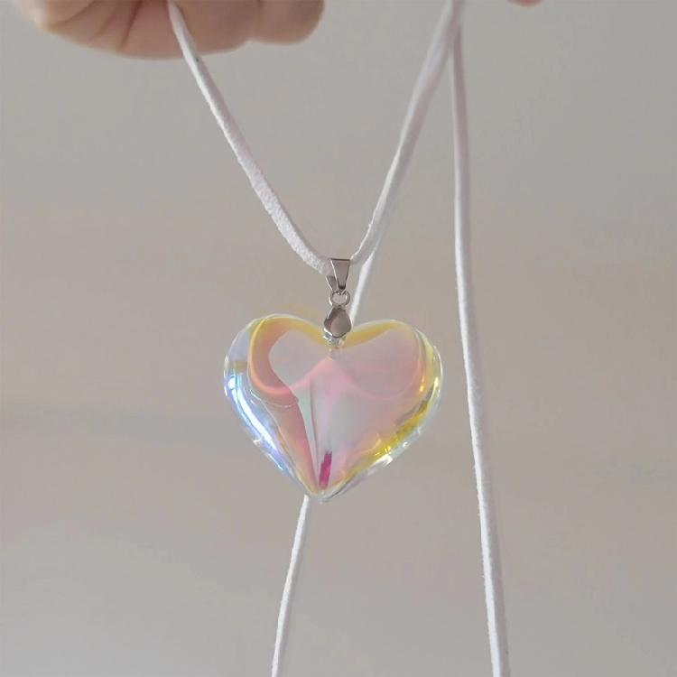 Unique Crystal Heart Necklace Fashion Sweet Cool Heart Clavicle Chain Lace Up