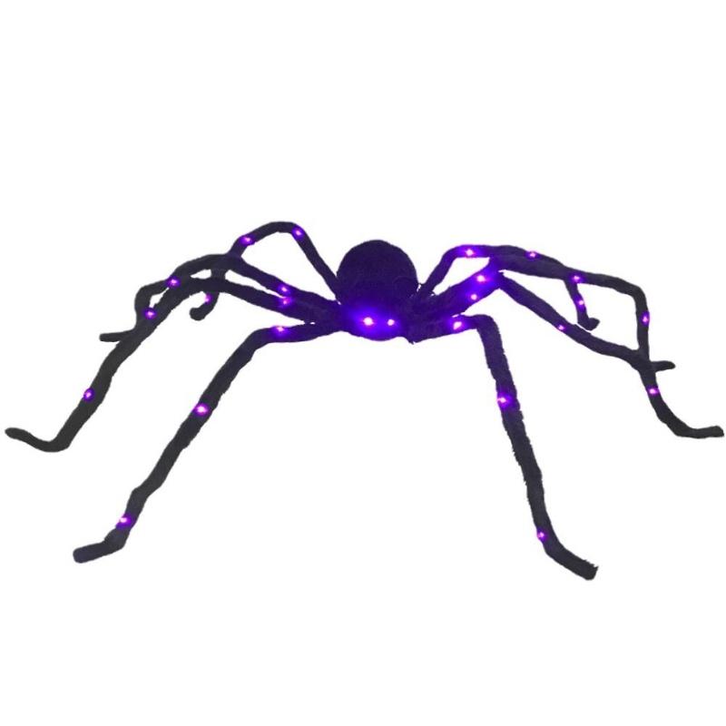 Halloween Spider Decorations Light Up Giant Spider Glowing Black Spider For Indoor Outdoor Decorations Halloween Party Yard