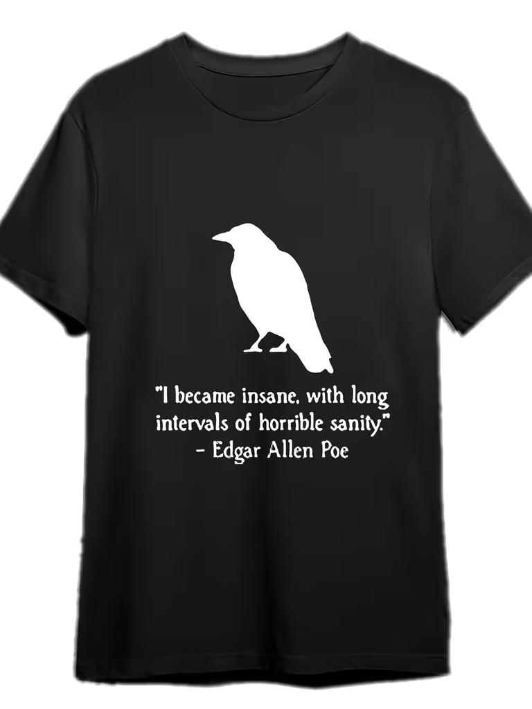 Edward Allan Poe Quote Black T-Shirt Funny Men'S Short Sleeve Graphic Tee Collection Black CFF