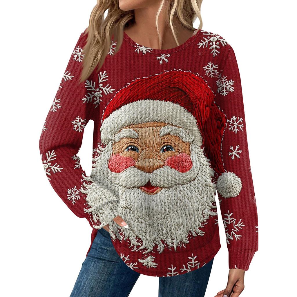Dámská móda Dlouhý rukáv Vánoční Volný Dlouhý rukáv Kulatý výstřih Ležérní Top