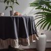 Imanqi Yun Grey Ruffle Washable Cotton Round Tablecloth