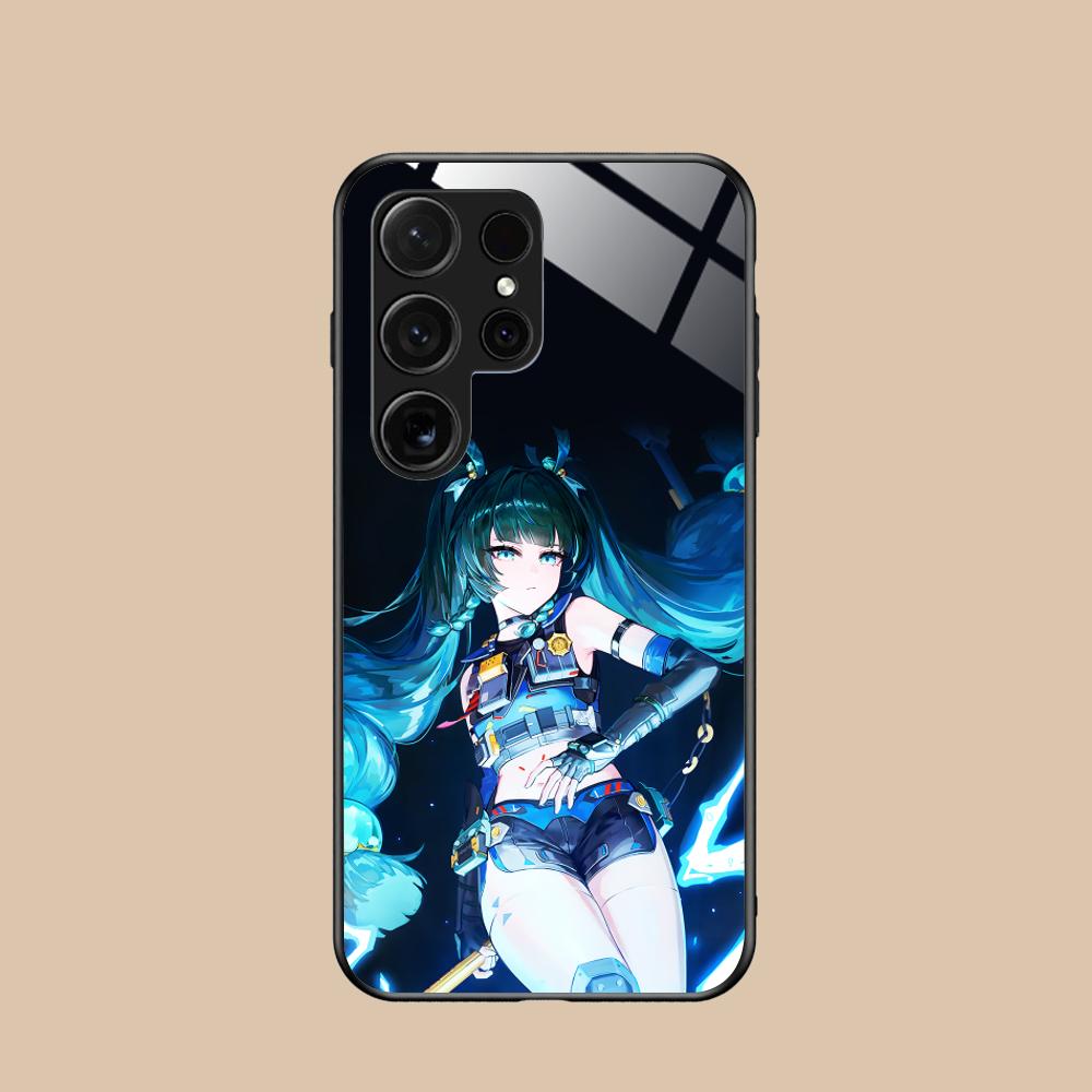 Zenless Zone Zero QingYi Phone Case for Samsung Galaxy S25 S24 S23 S22 S21 S20 Note20 Plus FE Ultra Glass Colorful Cover Luxury
