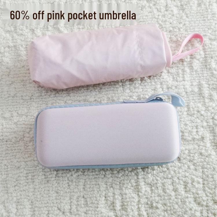 Custom Logo Mini Pocket Umbrella with UV Protection and Black Glue Six-Fold Design
