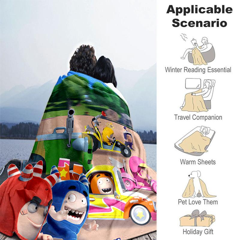 1pz Coperta Stampa Oddbods, Coperta Leggera per Divano, Letto - Morbida e Calda, Regalo per Tutte le Stagioni come Natale, Halloween