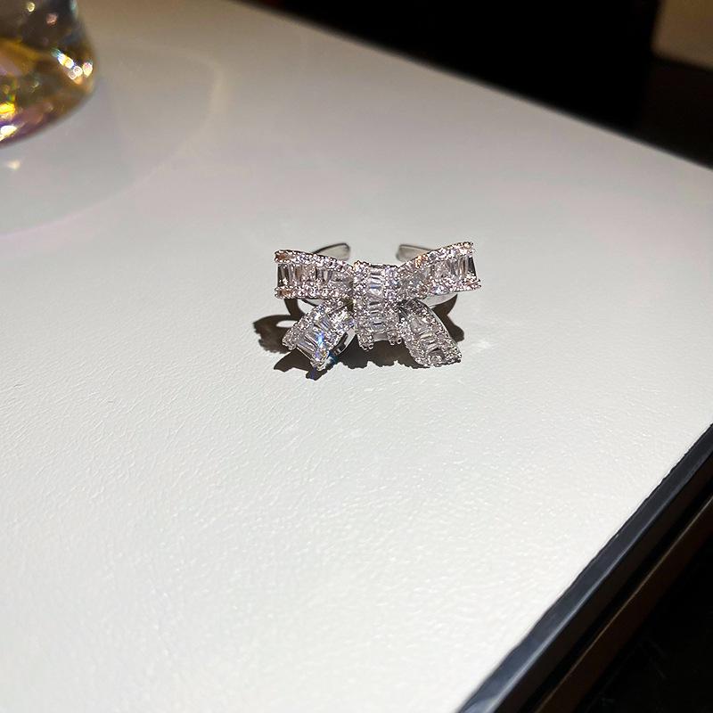 Platinum Zircon Multilayer Open Ring: Exquisite, Light Luxury, High-End Fashion, Versatile Jewelry Design