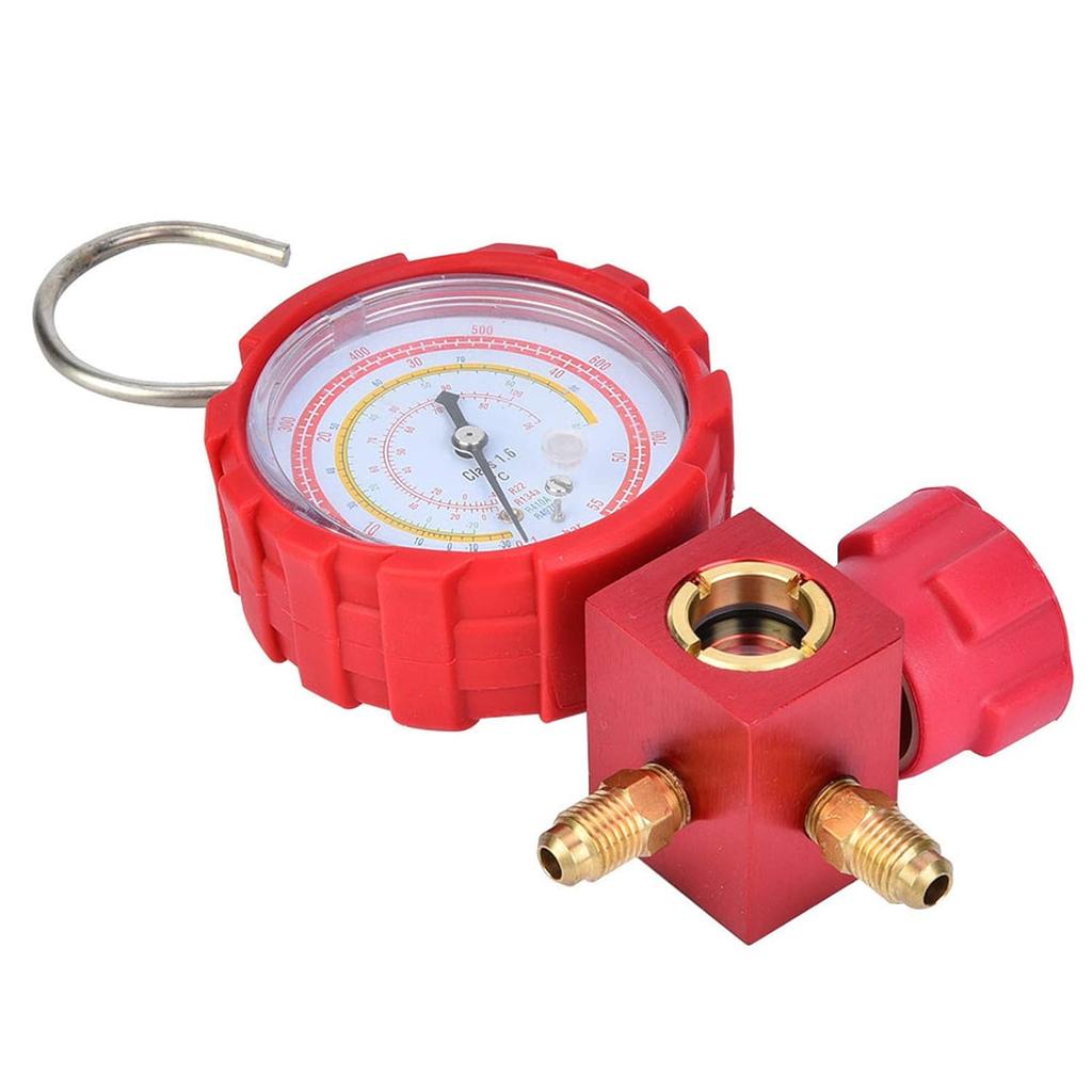 Air Condition Manifold Gauge, with G1/4" Thread, High Pressure AC Refrigeration Gauge Tool, for R22/R410A/R134A/R407C