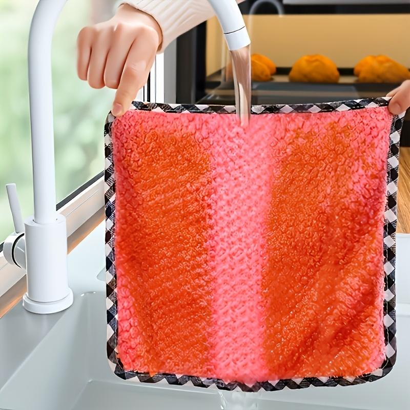 Kitchen Cloth, Mixed Color Square Towel, Household Cleaning Cloth, Cleaning Cloth, Coral Fleece Scrub Pad, Used for Cleaning Tables or Washing Dishes