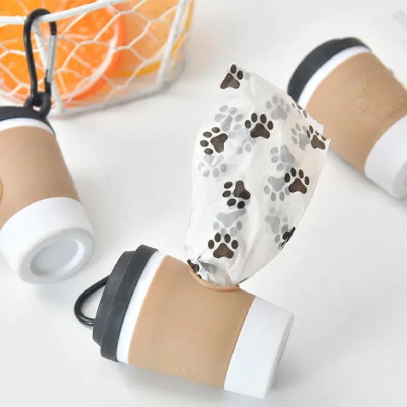 Tragbarer Haustierkot-Mülleimer Spender Kreativer Kaffeebecher Hundemüll-Aufbewahrung Design Outdoor-Hundespaziergang Müllbeutel-Aufbewahrungsbox