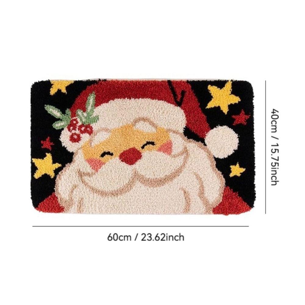 New Santa Claus Christmas Door Mat Crystal Fleece Non-slip Door Carpet Soft Water Absorption Bath Mat Living Room Decor
