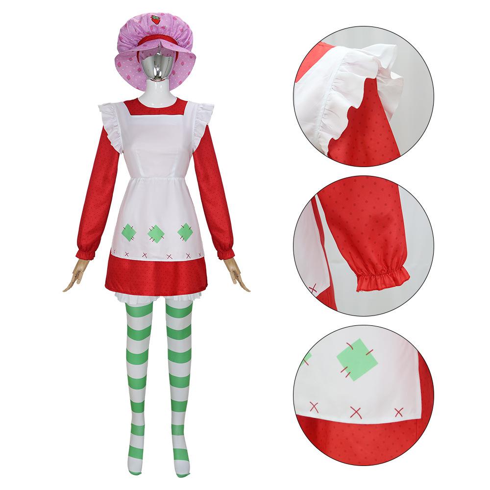 Anime Strawberry Shortcake Cosplay Costume 1980 Classic Suit Women The World Of Strawberry Shortcake Halloween Fancy Dress