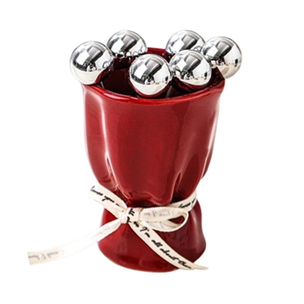 

Creative Fruit Forks Set Bouquet Shape Fruit Receipt Jar Stainless Steel Fork Tableware Organizer красный