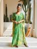 Plus Size Boho Cover Up, Women's Plus Tie Dye Striped V Neck Bat Sleeve Split Beach Cover Up Dress