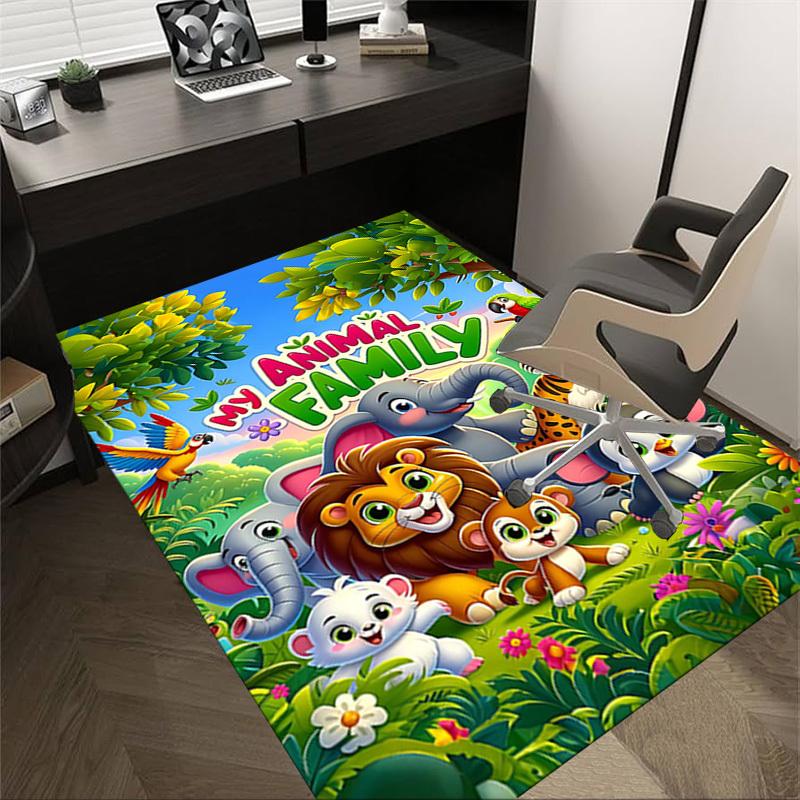

1PC Animal Family Non-Slip Floor Carpet Compatible for Office&Living Room&Bedroom&Dining room - Soft & Pattern, Vibrant Colors-H0323 60cm by 90cm