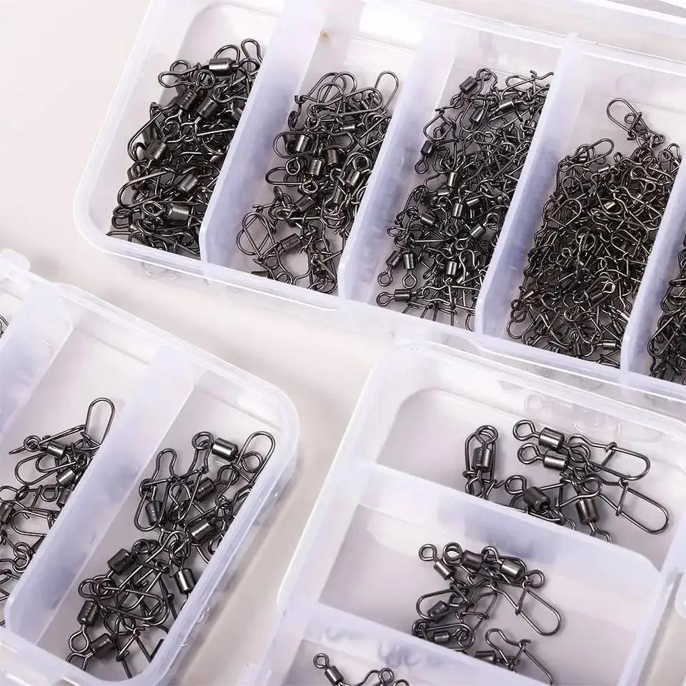 50 szt./pudełko Zaczep do wędki Rozmiary 4# 6# 8#10#12# Krętlik z krętlikiem i agrafką Krętlik łożyskowany z agrafką Zaczepy do akcesoriów szybkiego montażu