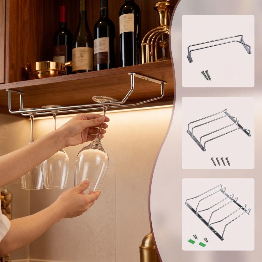 27/35cm Under Cabinet Stemware Holder 1/2/3 Row Hanging Cup Holder Home Storage