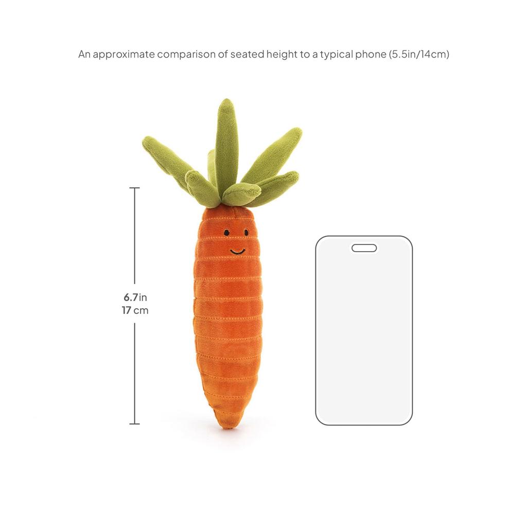 Jellycat Vivacious Vegetable Carrot Plush Toy 6.5" - Stuffed Vegetable - Great Gift Idea