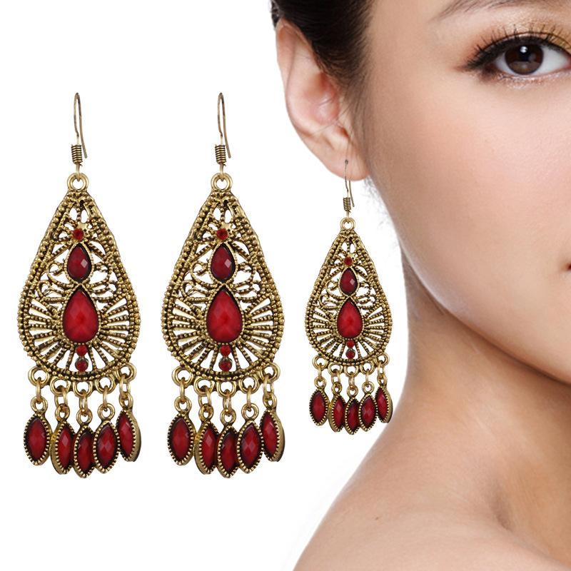 Ethnic Style Dangle Earrings for Women Retro Boho Acrylic Water Drop Earring Female Jewelry Accessories
