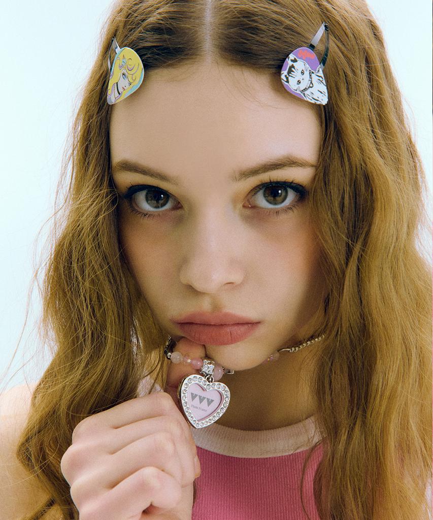 Vvv Pop Star Cubic Heart Bead Surgical Necklace