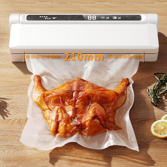 Máquina Seladora a Vácuo de Alimentos com Sacos a Vácuo Visor Digital 60KPa Forte Sucção Fácil de Usar Uso Duplo Seco Molhado Seladora a Vácuo