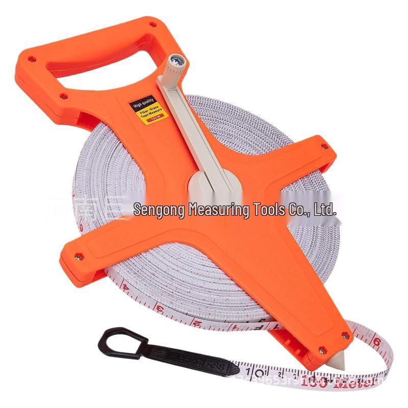 Round Disc Fiber Tape Measure - Hand-Cranked Cloth & Leather, Available in 10m, 20m, 30m, 50m, 100m Lengths