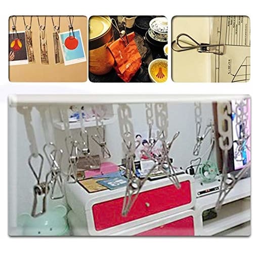 Set of 80 Stainless Steel Clothespins, Large Capacity, Commercial Storage Supplies, Clothes Drying Racks, Pants, Skirts, Towels, Cute, Stylish, DIY, C