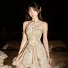 Sexy Underwear, National Color and Natural Fragrance, High Slits and Buttocks, New Chinese-style Printed Disc-buckled Cheongsam, Sexy Uniform