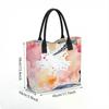  Watercolor Printed Tote Bag Stylish Casual Large Capacity Handbag for Daily Use