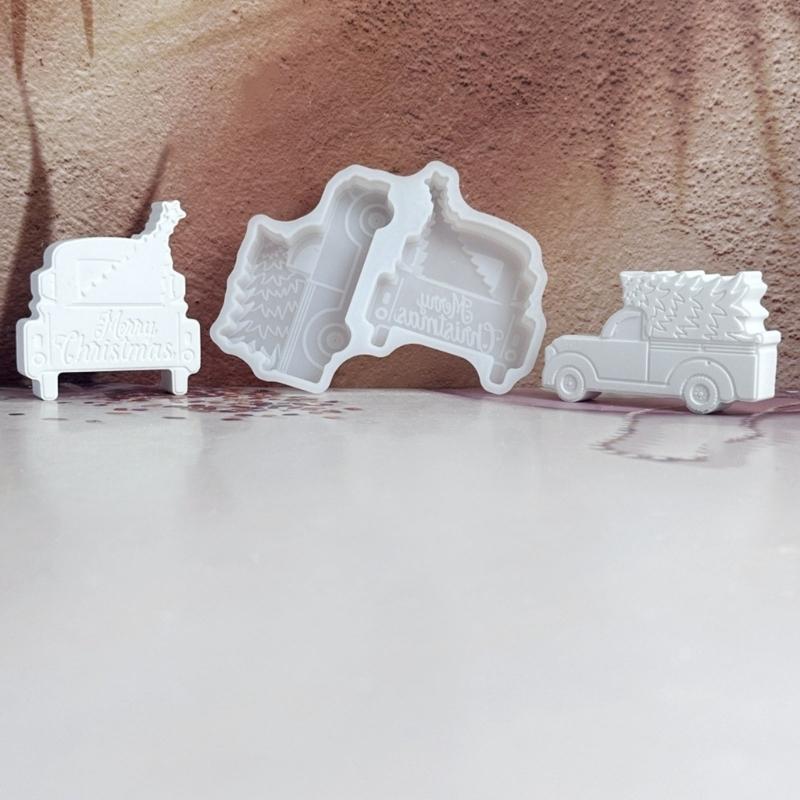 Christmas Tree Car Silicone Molds Holiday Candle Silicones Mould for Making Candle Soap Chocolate Festival Decoration