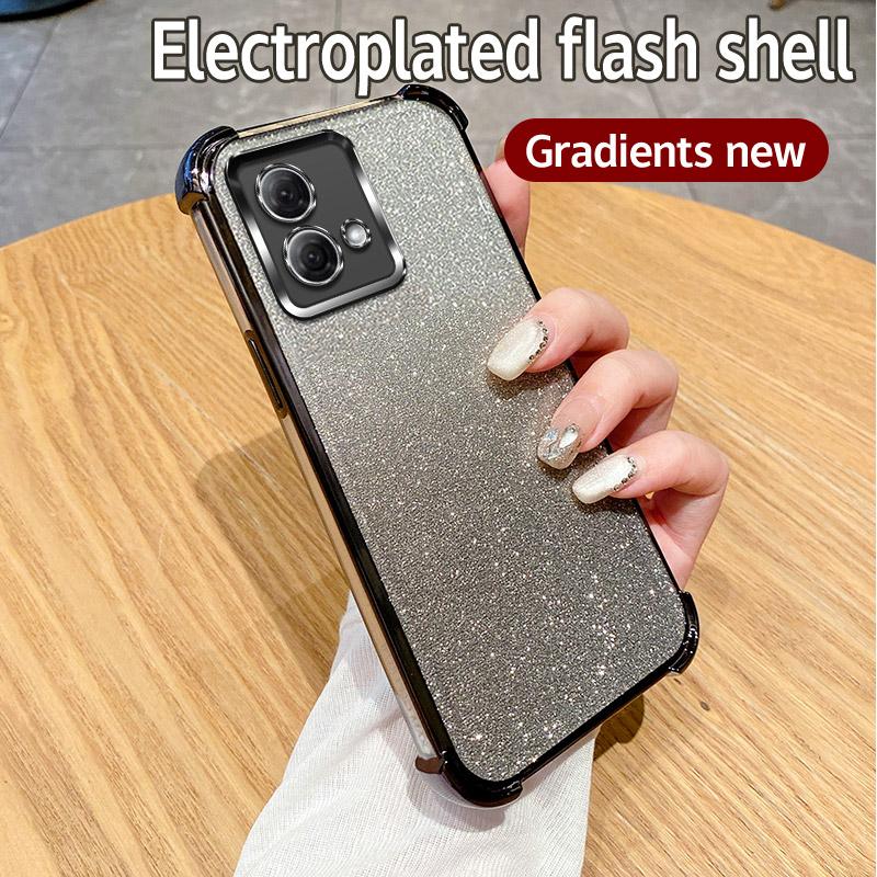 Luxury Plating Shockproof Clear Glitter Phone Case For Motorola Moto G84 G54 G82 5G G52 G71S G30 G20 G10 Power Transparent Cover
