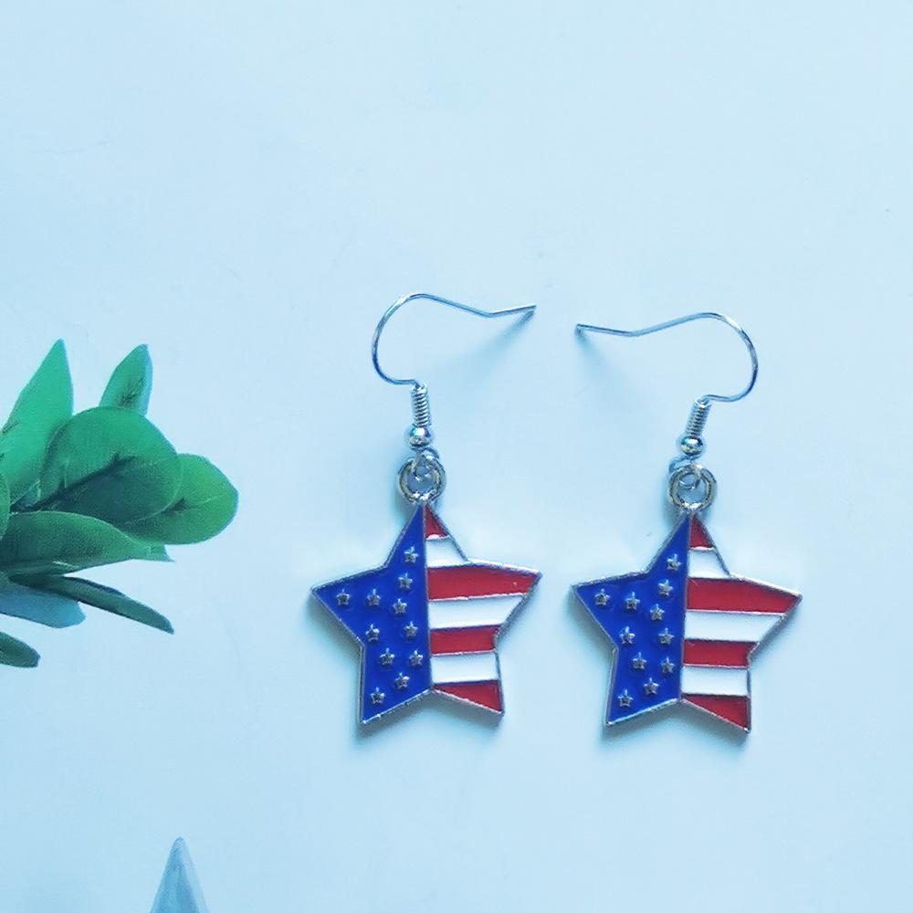 2024 Trending European & American Independence Day Rhinestone Star Flag Women's Earrings