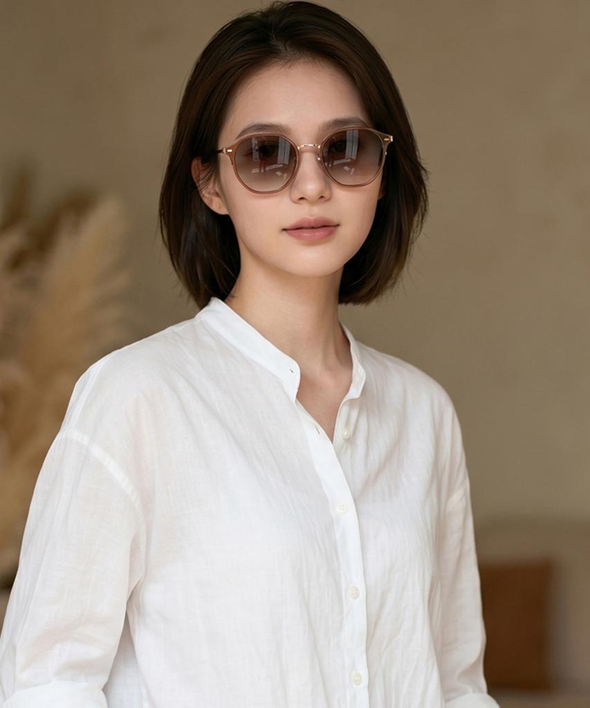 Tuditeo Lun Round Combination Nylon Lens Uv Blocking Sunglasses C3 Light Brown