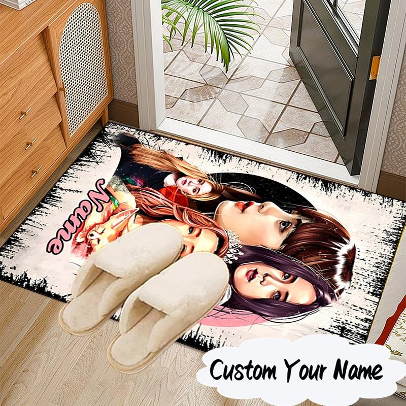 Custom Name Kpop Aesthetic Collage Carpet, Chair Rug,Area Rug for Office Bedroom Living Rooms Bedroom, Doormat Decor Christmas Fan Gifts