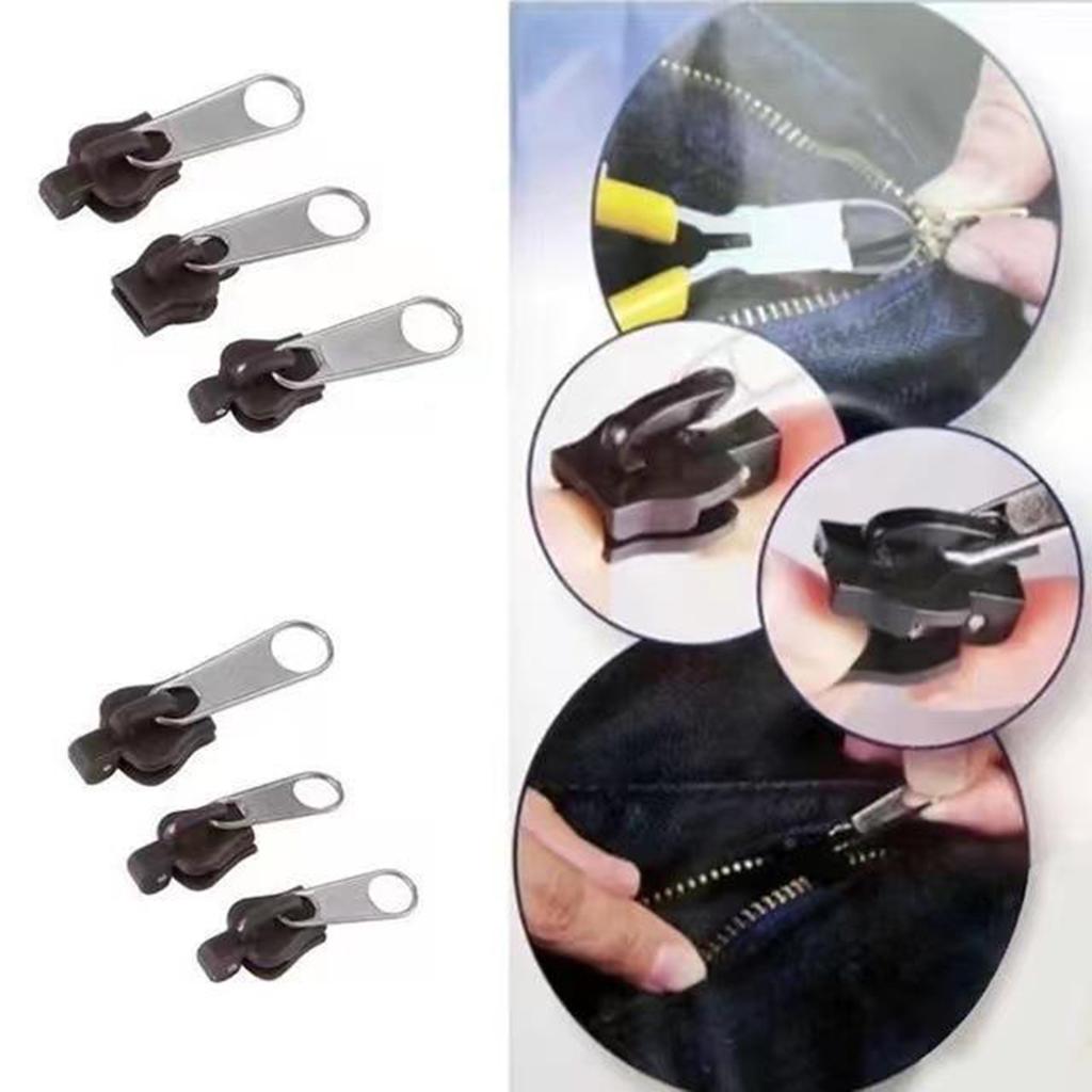 Black 6pcs Instant Zipper Universal Instant Fix Zipper Repair Kit Replacement Zip Slider Teeth Rescue New Design for DIY Sew