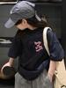 Summer casual letter print pattern round neck short sleeve T-shirt simple fashion clothing suitable for girls summer girls