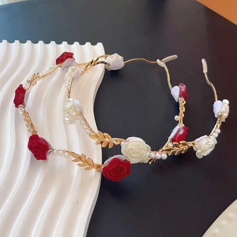 New Rose Pearl Headband for Women High-end Hairpin Sweet Temperament Metal Hair Band Headdress Girl Hair Accessories