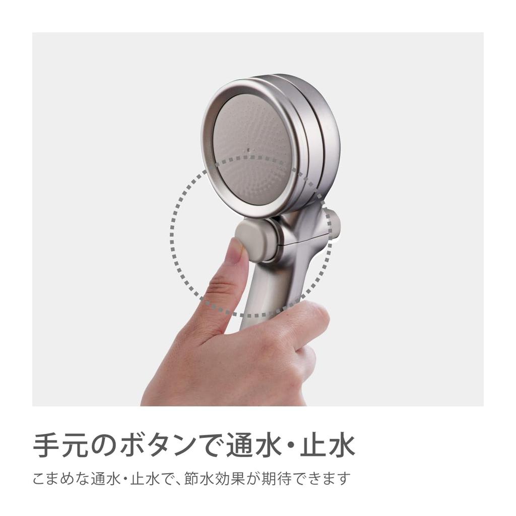 Takagi Shower Head, More Comfortable Shower Pita, Matte Silver, Water-Saving, Bubble Shower, No Tools Required, Easy Installation, JSB102BMS