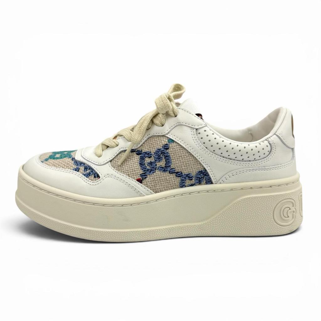 Excellent GUCCI sneakers Logo design, GG pattern, lace-up leather 35 670408 Used