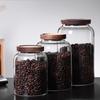 Large Capacity Coffee & Grain Storage Jar with Acacia Lid, High Borosilicate Glass 