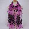 Women Chiffon Neck Scarf Flower Peacock Embroidered Lace Scarf Femmes Silk Long Soft Elegant Shawl New Spring Muffler Scarves