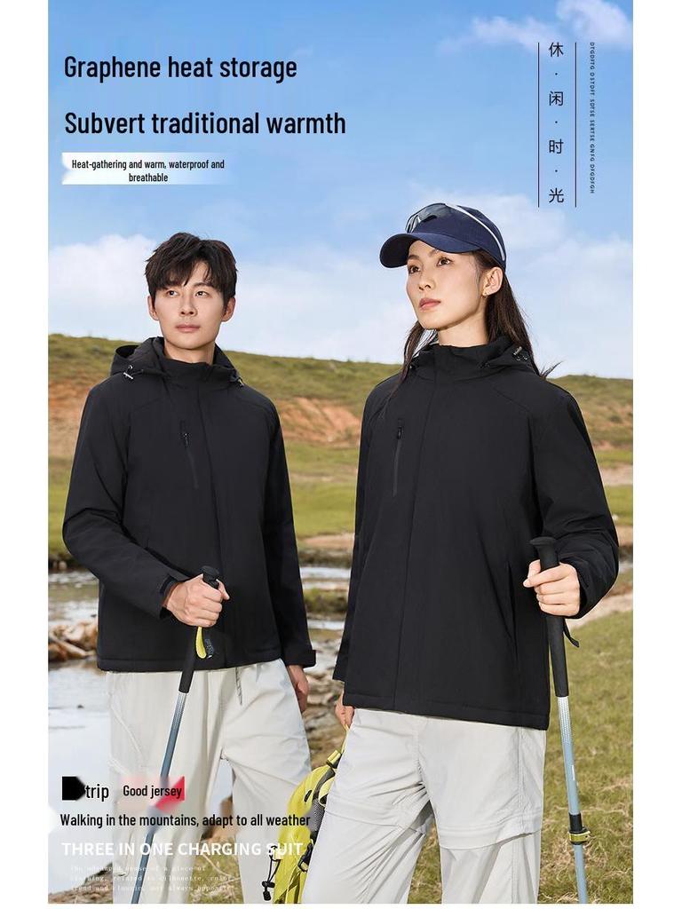 Unisex Graphene-Enhanced Windbreaker: Cotton & Velvet, Heat-Retaining, Windproof, Waterproof, Custom Embroidery