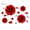Easy Peel And Stick Wallpaper Romantic 3D Rose Flower Wall Stickers, Waterproof PVC Decal, Large Red Mural Art Decor, Decals for Home Living