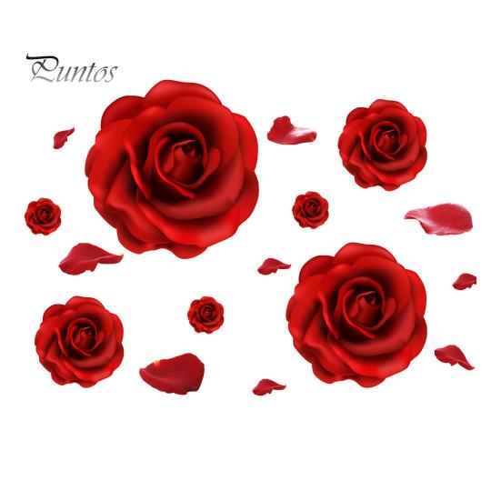 Easy Peel And Stick Wallpaper Romantic 3D Rose Flower Wall Stickers, Waterproof PVC Decal, Large Red Mural Art Decor, Decals for Home Living