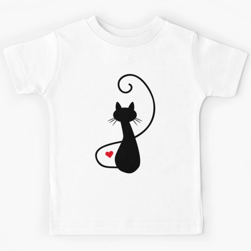 Black cat love Kids T-Shirt 100
