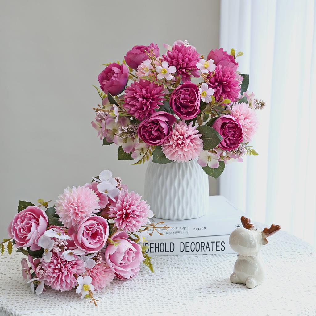 1PC Artificial Flowers Silk Ball Chrysanthemum Rose Home Room Wedding Bridal Bouquet Decor Valentine'day Outdoor Yard Garden Diy