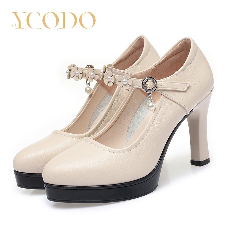 Moteriškos ir mergaičių studentės, natūralios odos, patogūs aukštakulniai bateliai Mary Janes moterims