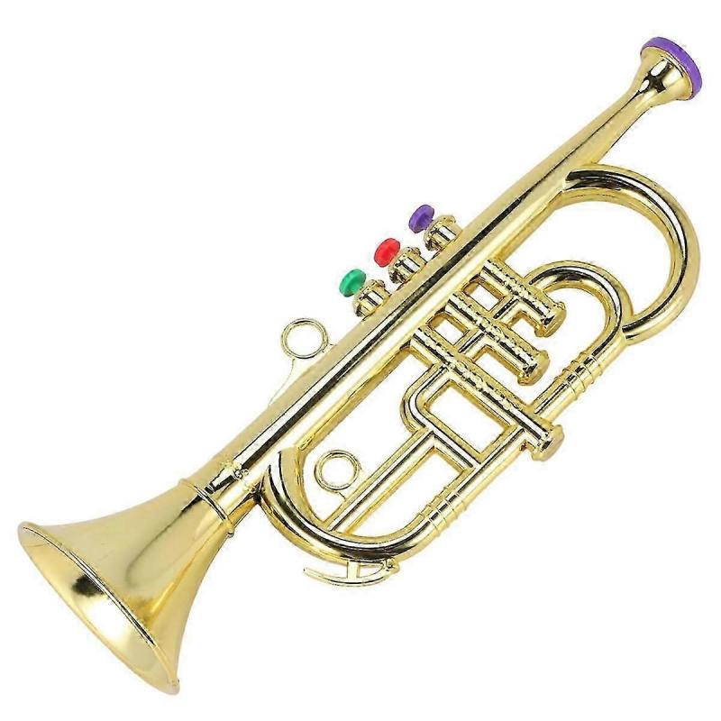 Trumpet 3 Tones 3 Colored Keys Simulation Play Mini Musical Wind Instruments for Children Birthday Party Toy Gold