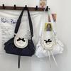Yogodlns Lace Polka Dot Shoulder Bag Cute Drawstring Flap Crossbody Handbag Sweet Vintage Messenger Purse Daily Casual