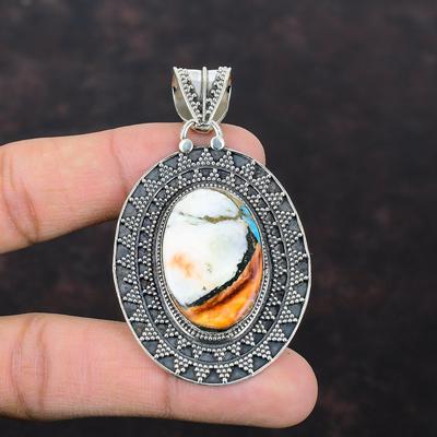 Ciondolo in rame turchese con ostrica spinosa, fatto a mano, nuovissimo, ciondolo in argento sterling 925, gioielli con pietre preziose, ciondolo vintage, regalo per le donne