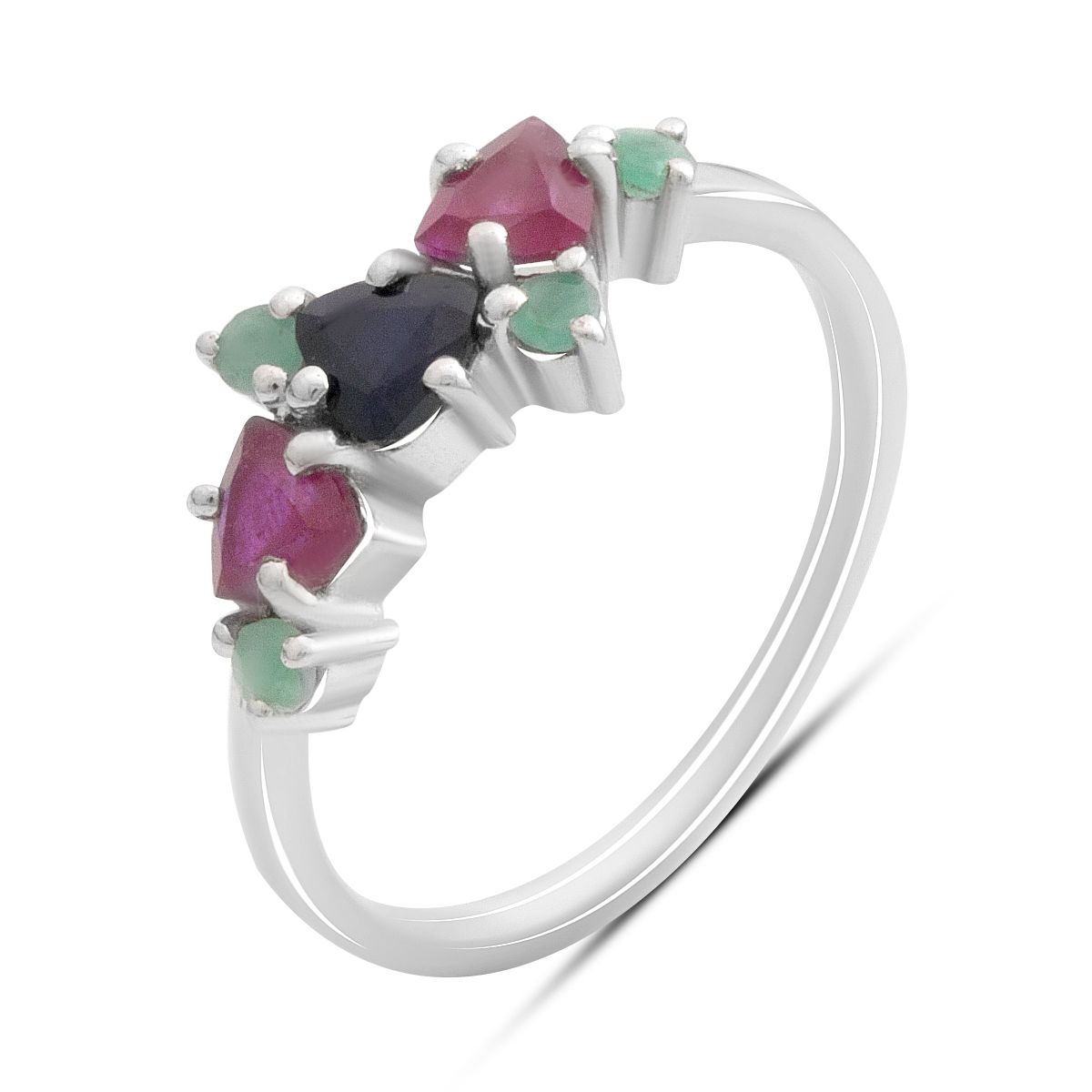 

Silver ring with natural sapphire, ruby, emerald, item weight 1.92 g (2191155) 17