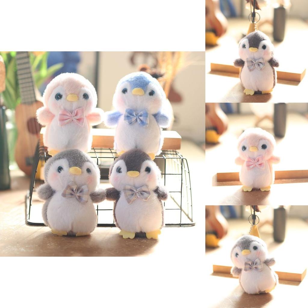 Penguin Plush Toy Keychain Backpack Charm Soft Rabbit Fur Stuffed Animal 14cm Gift For Kids